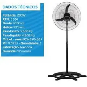 Ventilador Oscilante Coluna 60cm New Preto Grade Preta 220v Premium Ventisol