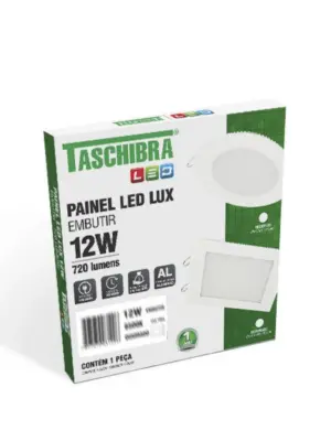Painel Led 12w Lux Quadrado Nicho de 15,5x15,5 Embutir 4k 720lm Taschibra