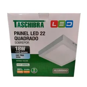 Painel Led 18w Lux Quadrado Sobrepor 3k 1260lm Taschibra