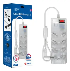Regua 8 Tomadas Dps Iclamper Energia 8 Transparente Clamper