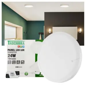 Painel Led 24w Lux Redondo 28,5x28,5 Embutir 6,5k 1680lm Taschibra
