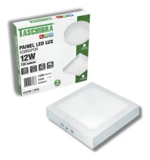 Painel Led 12w Lux Quadrado Sobrepor 3k 720lm Taschibra