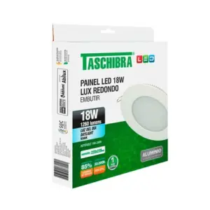 Painel Led 18w Lux Redondo Sobrepor 6,5k 1260lm Taschibra