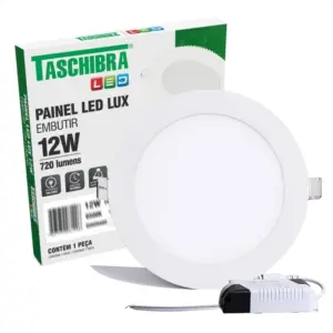 Painel Led 12w Lux Redondo Nicho de 15,5x15,5 Embutir 3k 720lm Taschibra