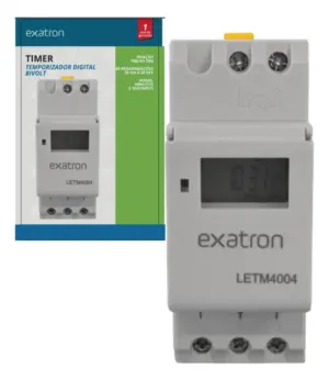 Timer Digital Trilho 2din 220v 16a 40 Programaçoes Letm4004 Exatron
