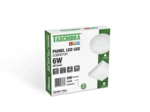 Painel Led 6w Lux Redondo Sobrepor 6,5k 360lm Taschibra