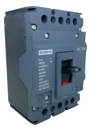 Disjuntor Tripolar 3p 3x50a 18ka/380v Fixo 3vj1005-1da32-0aa0 Siemens