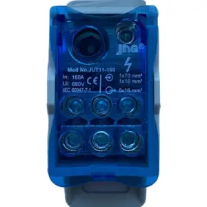 Bloco de Distribuicao Jut11-125 8 Conexoes 125a Fixaçao Trilho Din Cod.15197 Jng