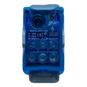 Bloco de Distribuicao Jut11-160 8 Conexoes 160a Fixaçao Trilho Din Cod.15198 Jng
