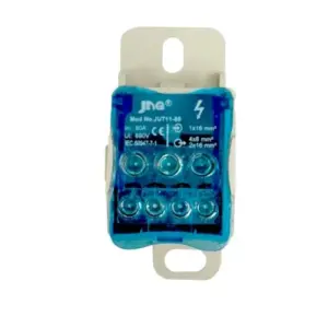 Bloco de Distribuicao Jut11-80 7 Conexoes 80a Fixaçao Trilho Din Cod.15196 Jng