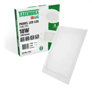Painel Led 18w Lux Quadrado Nicho de 20,5x20,5 Cm Embutir 6,5k 1260lm Taschibra