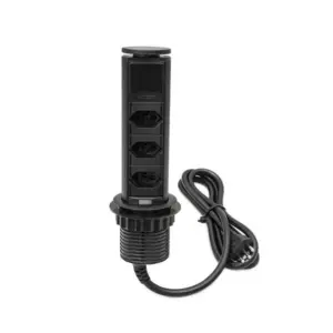 Mini Totem de Mesa Manual 3 Tomadas Nbr 10a Preto Qm52051.00 Dutotec