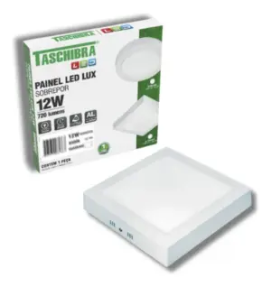 Painel Led 12w Lux Quad 16x16cm Sobrepor 6,5k 720lm Taschibra