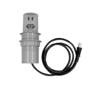 Mini Totem Manual Pop 1 Tomada Nbr 10a+2usb Cinza Qm12300.01 Dutotec