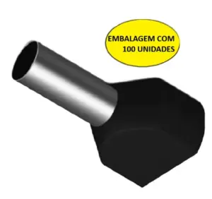 Terminal Tubular Duplo 1,50mm Preto Tid-1,5-8
