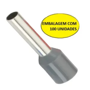 Terminal Tubular Simples 0,75mm Cinza Ti-0,75/i-0,75-cz