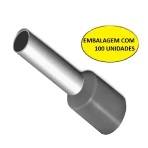 Terminal Tubular Simples 4,0mm Cinza Ti-4-12
