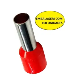 Terminal Tubular Simples 10,0mm Vermelho Ti-10-12