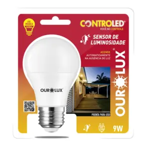 Lampada Controled com Sensor de Luminosidade Fotoeletrico 9w 6500k Ourolux