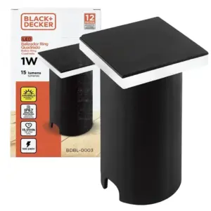 Balizador Led Ring Quadrado 1w 3000k Ip67 100-240v Preto Bdbl-0003-02 Black+decker