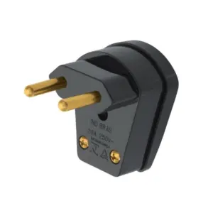 Plugue Reforçado 2 Pinos 10a 90°  com Prensa Cabo Preto Pld10-2 Margirius