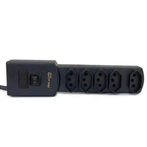 Filtro de Linha 5 Tomadas Nbr Cabo 2 Metros Bivolt Preto Mg-3001 Margirius