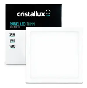 Painel Led Backlight Embutir 290x290x14mm 24w 6500k Bivolt 1680 Lumens Cristallux