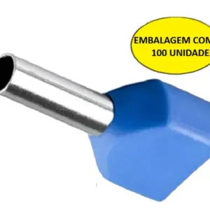 Terminal Tubular Duplo 2,50mm Azul Tid-2,5-8