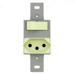 Interruptor Embutir 1 Tecla Simples+1 Tomada Sem Placa 20a Fosforescente 1039.8 Lumibras