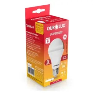 Lampada Superled E27 Ouro 60 9w 6,5k 12 Volts Ourolux