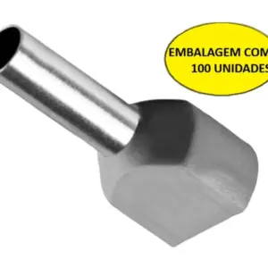 Terminal Tubular Duplo 4,0mm Cinza Tid-4
