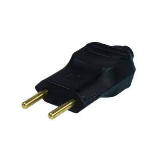 Plugue Macho 2 Pinos 10a 180° com Prensa Cabo Pld11-2 Preto Margirius