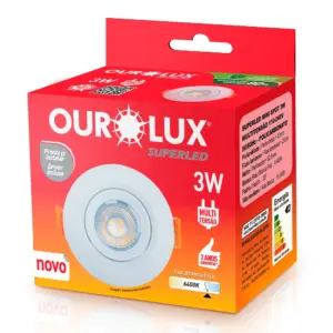 Mini-spot Embutir Redondo 3w Bivolt 3k Ourolux