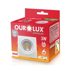 Mini-spot Embutir Quadrado 3w Bivolt 6,4k Ourolux