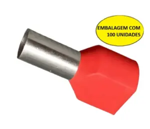 Terminal Tubular Duplo 10,0mm Vermelho Tid-10