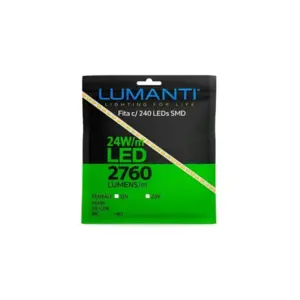 Fita Led 12v com 240 Leds Smd 4000k 24w 2760 Lumens Ip20 Rolo de 5 Metros Lumanti