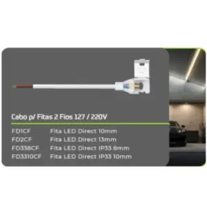 Cabo de Forca 127v/220v para Fita Led Direct Ip65 13mm Lumanti