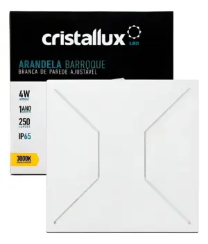 Arandela Barroque Facho de Luz Ajustavel 4w 3000k 250 Lumens Ip65 Branca Cristallux