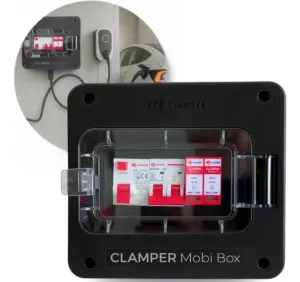 Quadro Protecao para Carregador Veicular Mobi Box 220v 40a 8kw Preto Cod.025976 Clamper