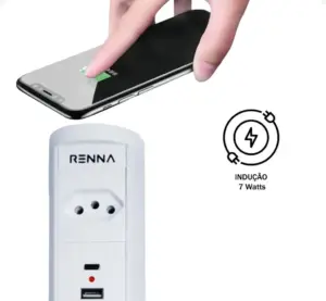 Mini Totem Automatico 1 Tomada Nbr+2usb(a+c)+wireless 3.650.7241 Branco Renna