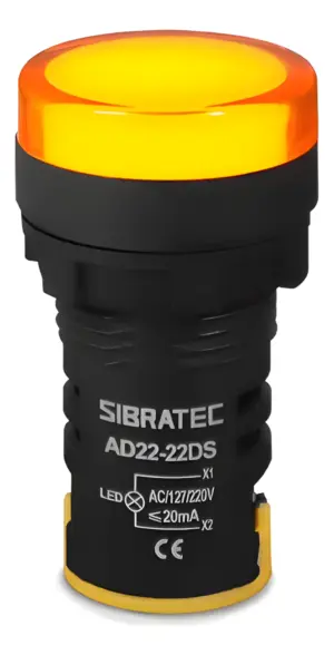 Sinaleira Led 22mm 24v Ampl4y Amarela Cod.9483 Sibratec