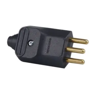 Plugue Macho 2 Pinos+terra 20a 180° com Prensa Cabo Pld2-3 Preto Margirius