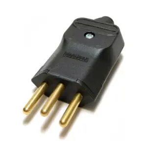 Plugue Macho 2 Pinos+terra 10a 180° com Prensa Cabo Pld11-3 Preto Margirius
