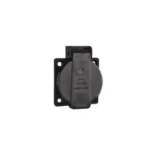 Tomada Embutir Painel Preta 2p+t 20a com Tampa Cod.7861/16165 Sibratec